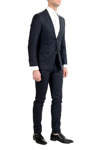 Pre-owned Hugo Boss "t-royston/wain1" Men's Extra Slim 100% Wool Plaid Two Button Suit In Multicolor