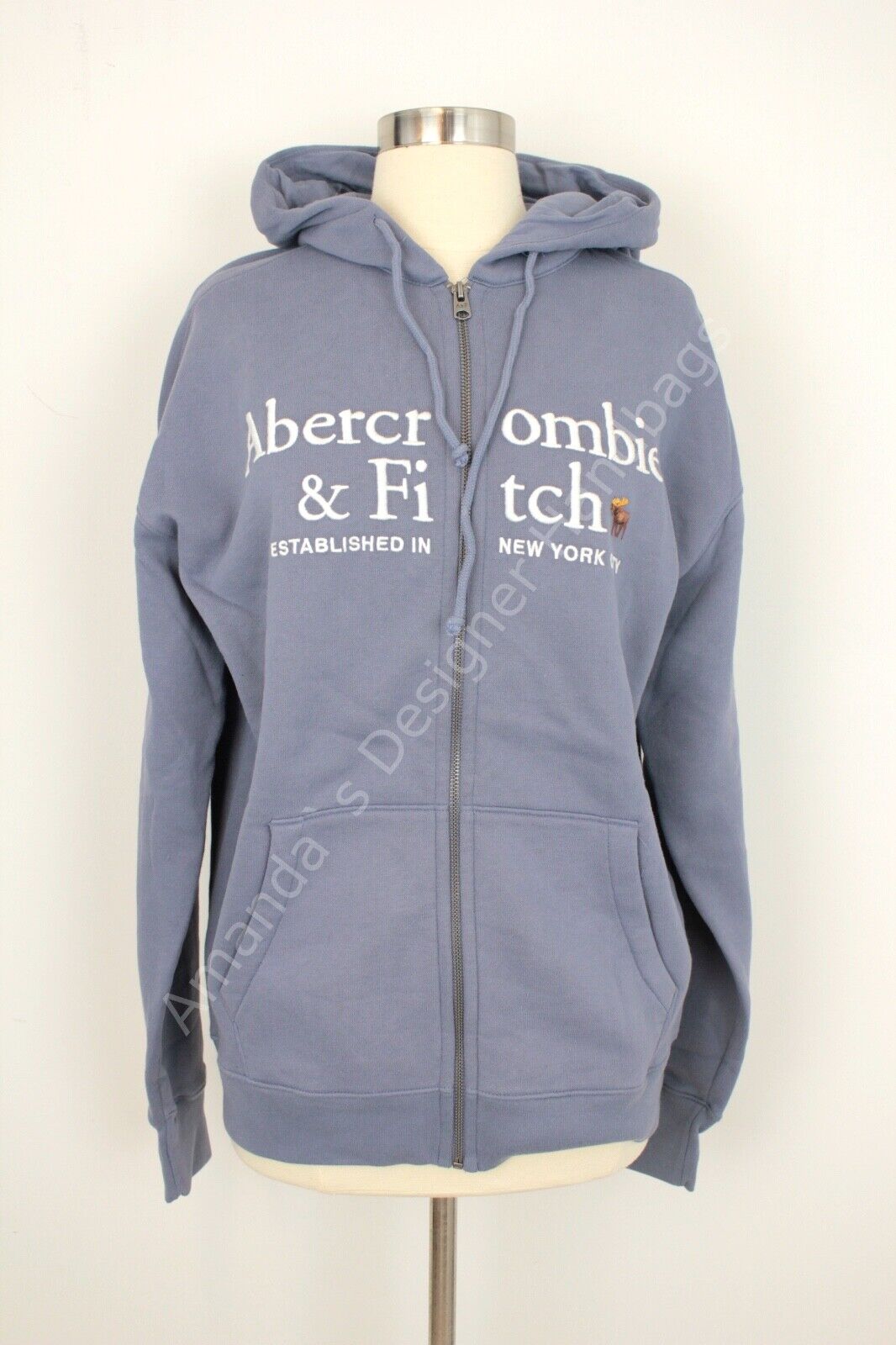 Abercrombie & Fitch Men's Logo Graphic Full-Zip Hoodie Blue Abercrombie & Fitch Men's Logo Graphic Full-Zip Hoodie Blue
