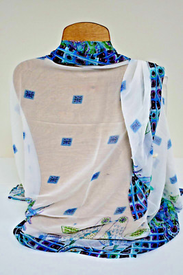 ANTICA SARTORIA BIRDS OF A FEATHER CHIFFON SCARF 40x70 INCHES NWT