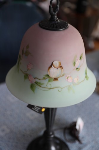 Fenton Rare Lotus Mist Lamp Bell With Bird 21” 2001