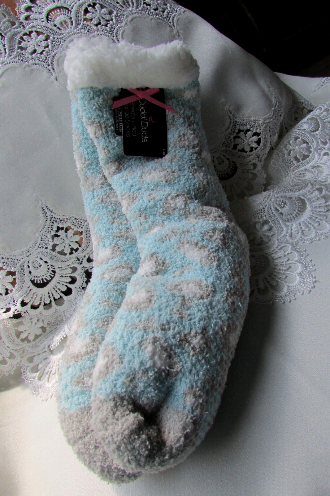 Slipper Sherpa Blue/gray Animal Lined Faux Comfort Lounge- 4-10