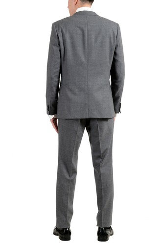 Pre-owned Hugo Boss "novan5/ben2" Men's 100% Wool Gray Slim Two Button Suit