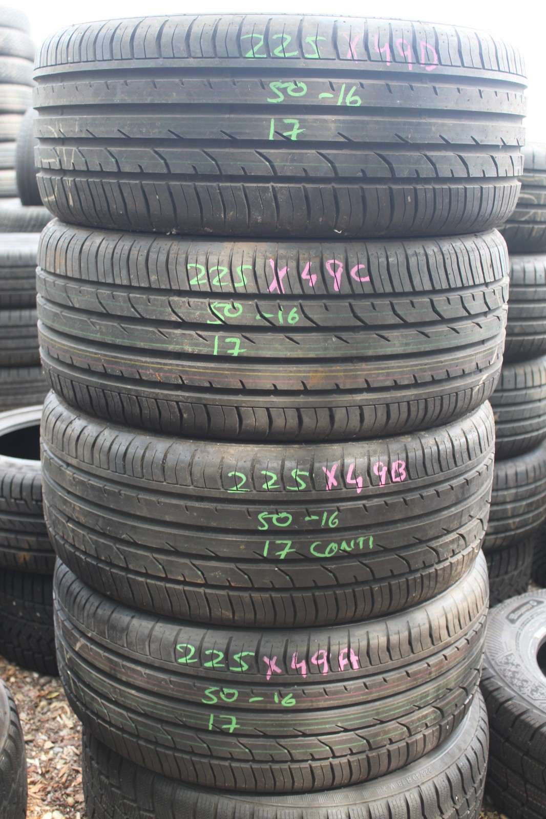 New 225 50 17 Continental, Premium Contact 2, XL, 98V, x1 Tyre (F1_tyres) X49