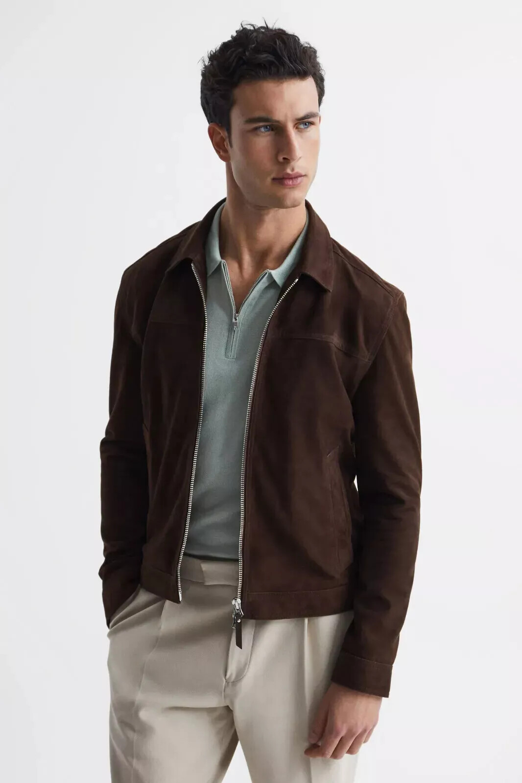 Causal Wear Handmade New Men's Brown Suede Leather Jacket