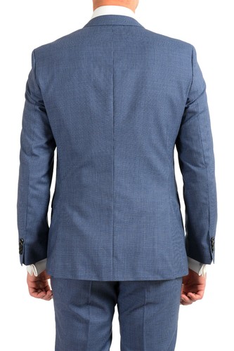 Pre-owned Hugo Boss Men's "huge6/genius5" Slim Fit Blue 100% Wool Two Button Suit