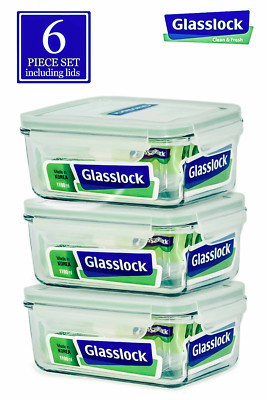 Glasslock Food-Storage Container Airtight Lids Microwave Safe 6pcs Set in 9sizes