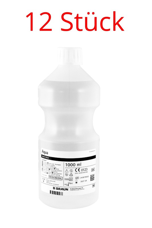 12x Bbraun Aqua Sterilwasser 1000ml BehÃ¤Lter M. Schraubverschluss FÃ¼R Inhalation