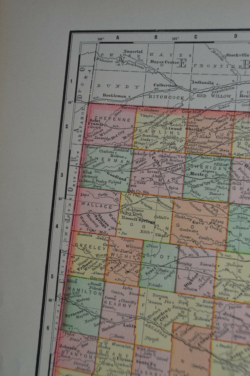 1895 Antique Map of Kansas