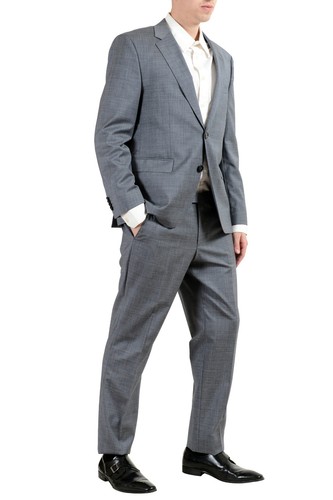 Pre-owned Hugo Boss "c-jeffery/c-simmons" Men's 100% Wool Gray Two Button Suit