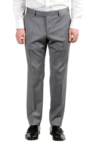 Pre-owned Hugo Boss "t-harvers4/glover2" Men's Slim 100% Wool Gray Two Button Suit