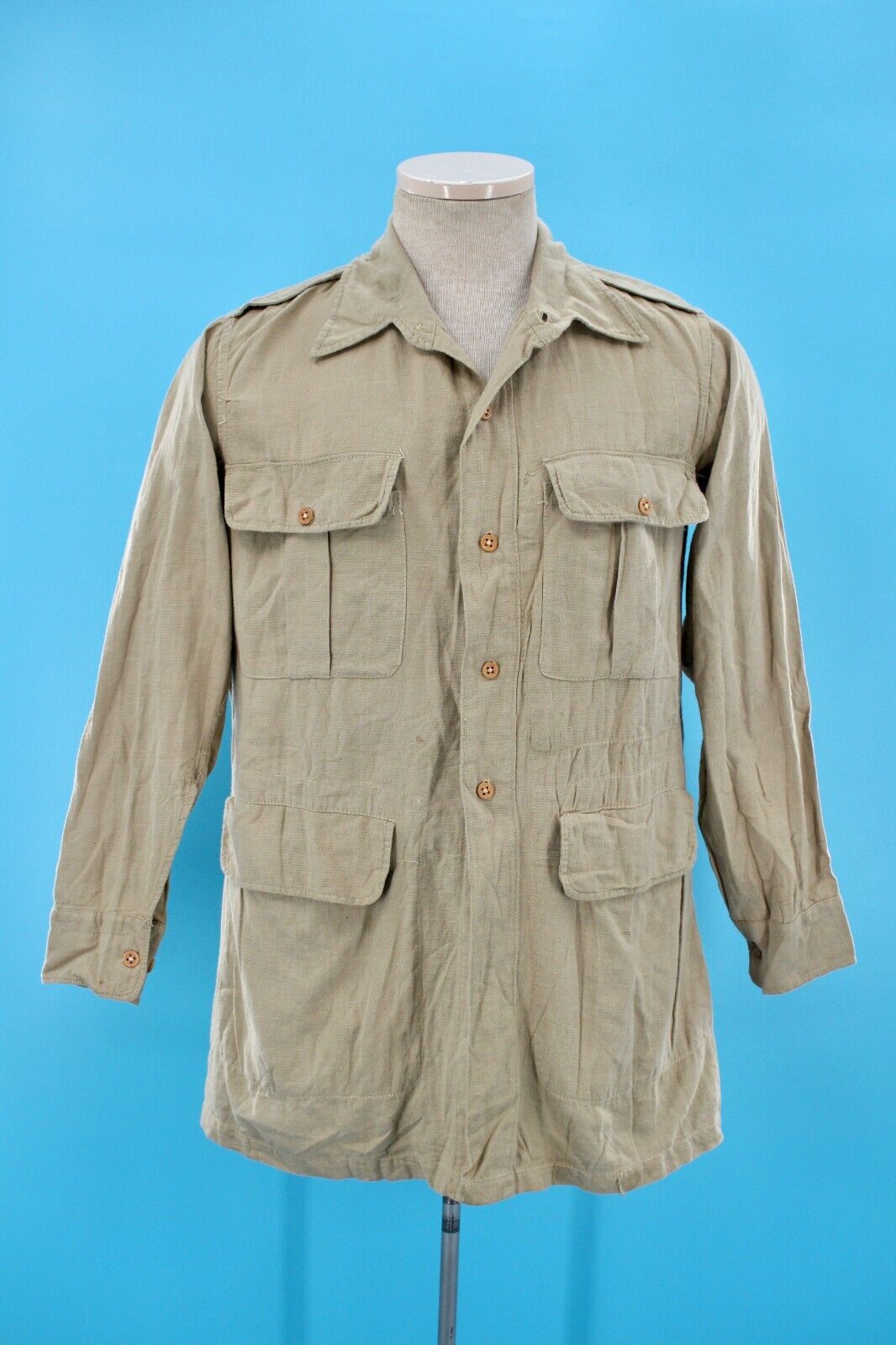 VTG Men's 1940s WW2 British Army Aertex Bush Jacket Sz S VTG Men's 1940s WW2 British Army Aertex Bush Jacket Sz S