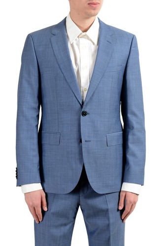 Pre-owned Hugo Boss "c-jeffery/c-simmons" Men's 100% Wool Two Button Suit Us 38r It 48r In Blue