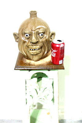( RARE ) mouth full ] marvin bailey        face jug folk art size 10'' t x 8'' w