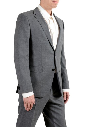 Pre-owned Hugo Boss "novan5/ben2" Men's 100% Wool Gray Slim Two Button Suit