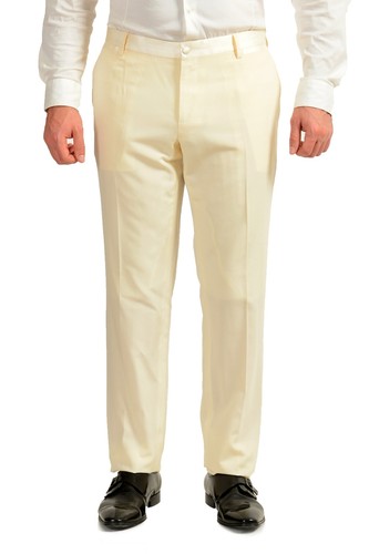 Pre-owned Dolce & Gabbana Men's "martini" Ivory Silk Wool Tuxedo Suit Us 44r It 54r In White