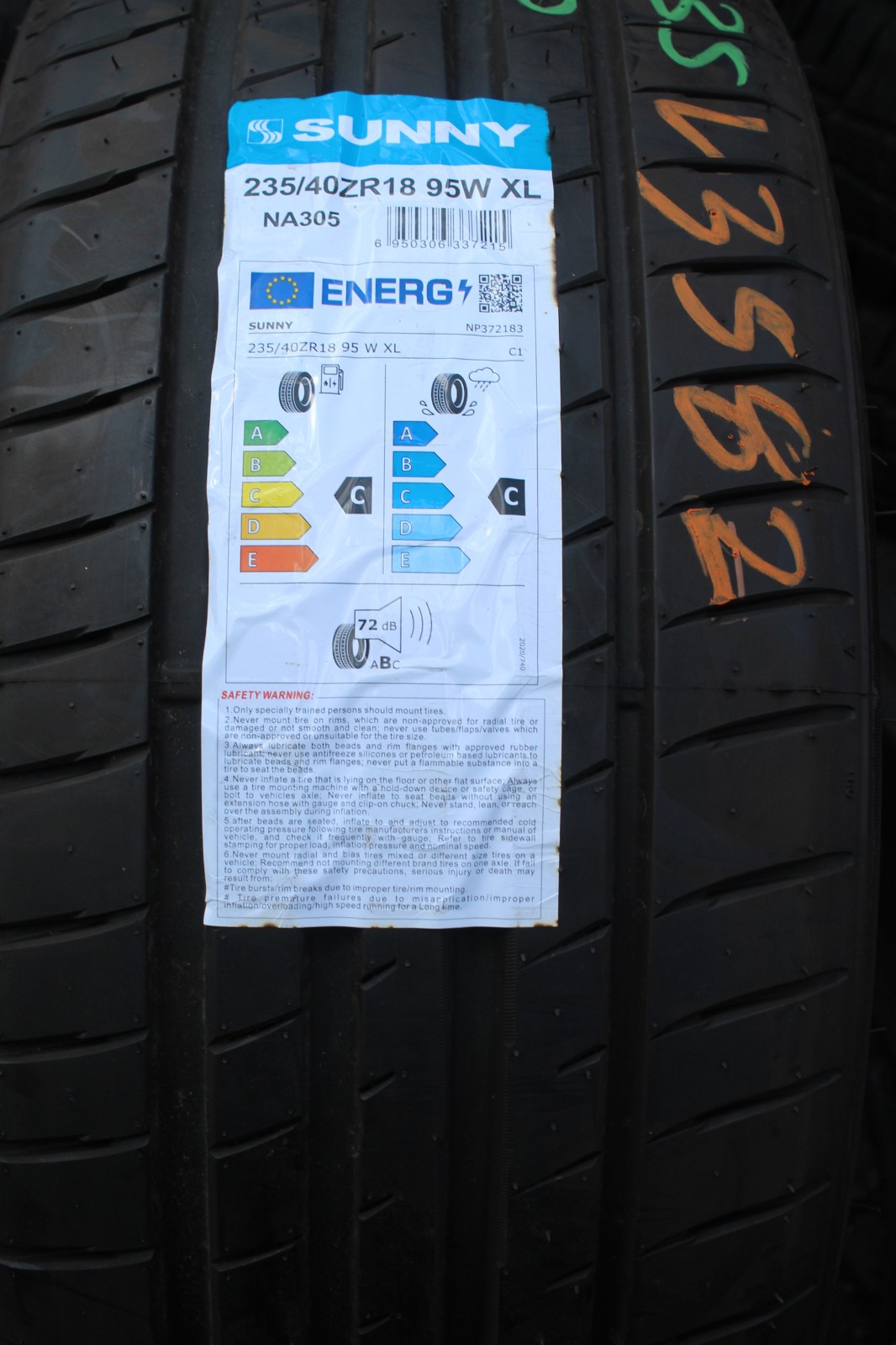 New 235 40 18 Sunny, Sport Macro MA305, XL, 95W, x1 Single Tyre (F1_tyres) L3582