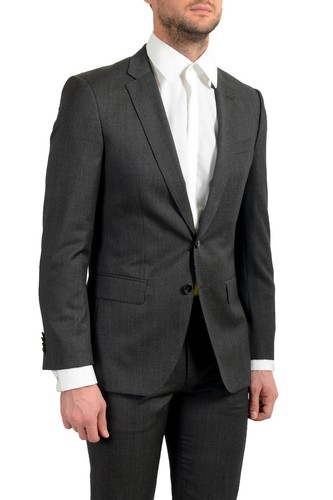 Pre-owned Hugo Boss "huge6/ganius5" Men's 100% Wool Slim Two Button Suit In Gray