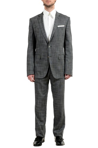 Pre-owned Hugo Boss "hutson4/gander1" Wool Multi-color Checkered Men's Suit Sz 42l 44r In Multicolor