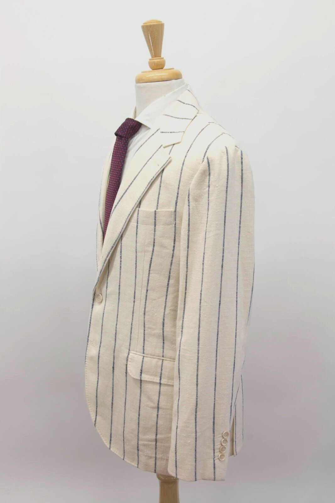 Pre-owned Brunello Cucinelli $7295  Men's Chalk Stripe 2-piece Suit Size 50/ 40us A248 In Beige + Navy Print