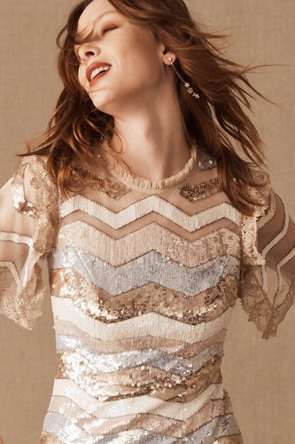 Pre-owned Anthropologie Bhldn X Needle & Thread Alaska Sequin Maxi Dress $729 Sz 0 In Pink