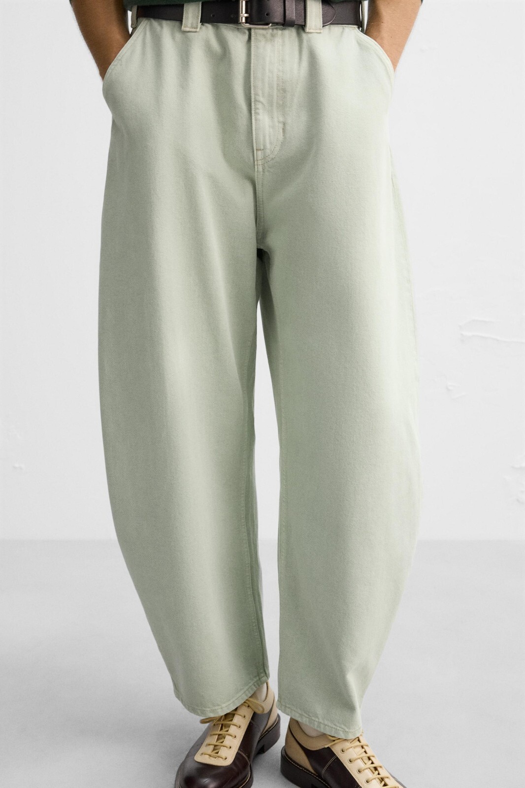 Zara x Harry Lambert Balloon Fit Denim Trousers Mint W 29 30