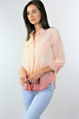 Womens Long Sleeve Dual Tone Chiffon Top
