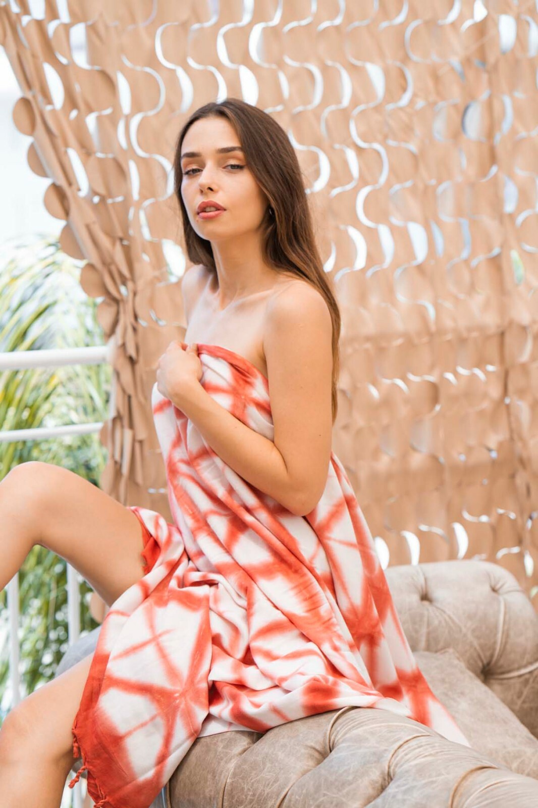 Tie Dye Red Marble Beach Towel