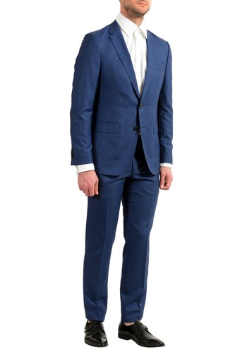 Pre-owned Hugo Boss Men's "novan5/ben2" Slim Fit 100% Wool Blue Two Button Suit