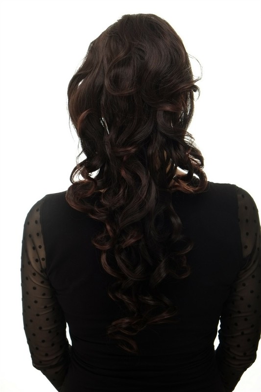 Postiche Tresse Volumineux BouclÃ©E Peigne Elastique Noir-Brun Wk03-2t33