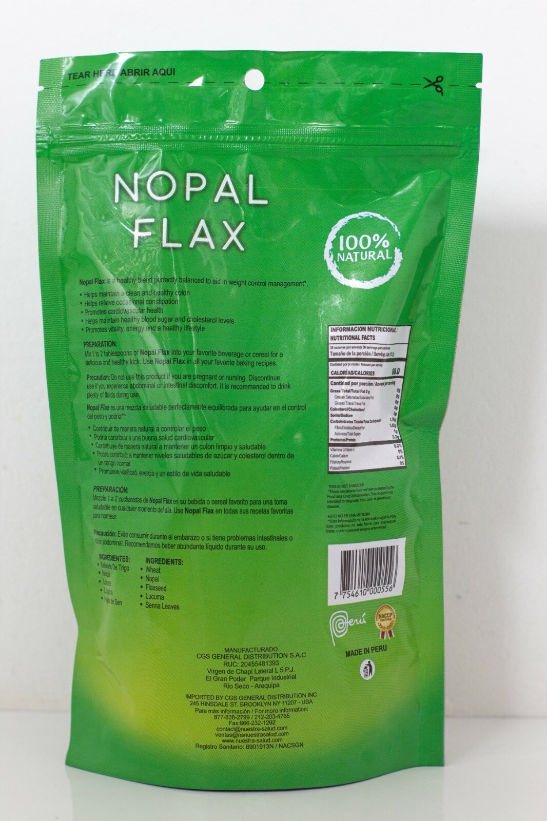 Nopal Flax Linaza Plus - Original  Fiber VALUE PACK (6 units) Colon Cleanser