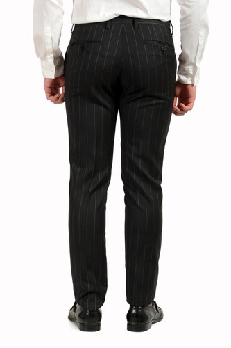 Pre-owned Dolce & Gabbana Men's "gold" 100% Wool Striped Two Button Three Piece Suit In Gray/beige