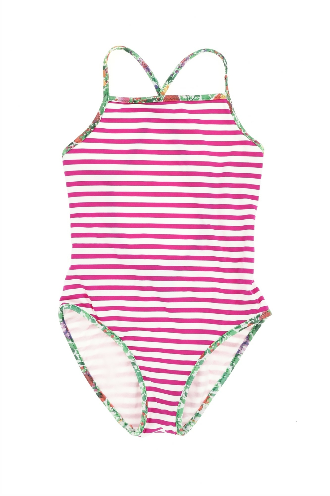 Oscar de la Renta Girl's Pink Striped One-Piece Swimsuit Sz 10Y 142317