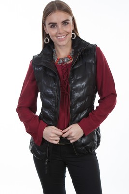 Pre-owned Scully Womens Black Soft Lamb Puffer Vest