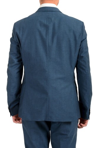 Pre-owned Hugo Boss Men's Reymond/wenten Extra Slim Fit Wool Two Button Suit Us 44r It 54r In Blue