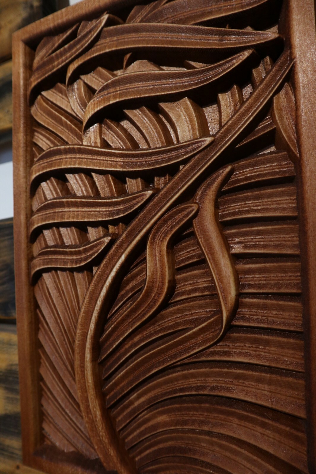 家具 Vintage 3D Wood ART Wood carving Plant, 3D picture for decoration, wood ART is the
