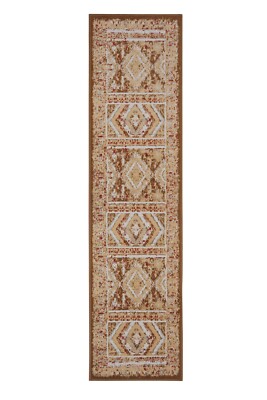 Geometric Tribal Runner - 2'x 8', Gold, Native American Indian Area Rug - 506