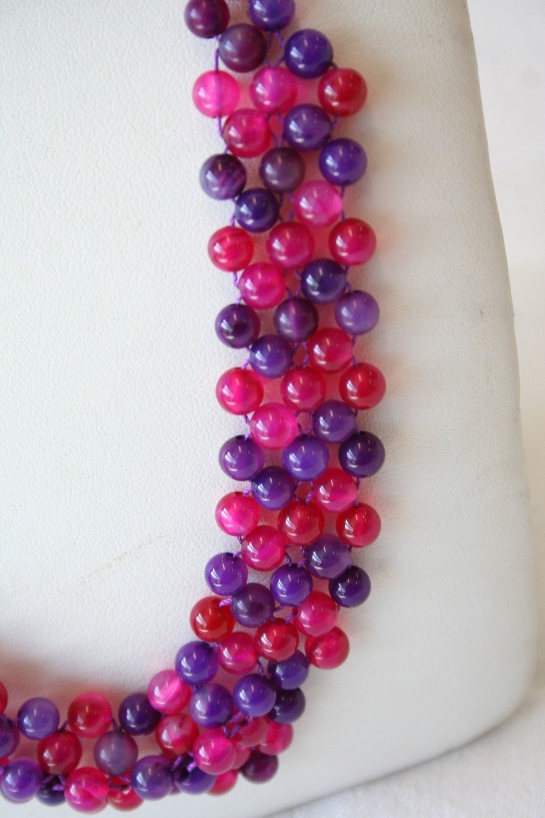 Gorgeous Multi Color Purple Pink Stones Necklace Signed AIL .925 Sterling Silver