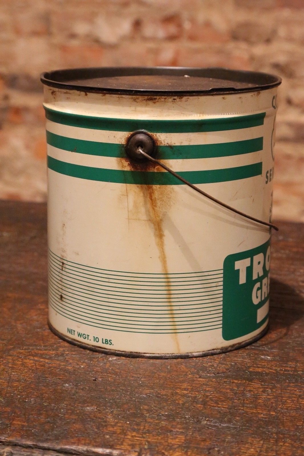 1950's Cities Service Trojan Grease Advertising Metal Can Gas Service Station