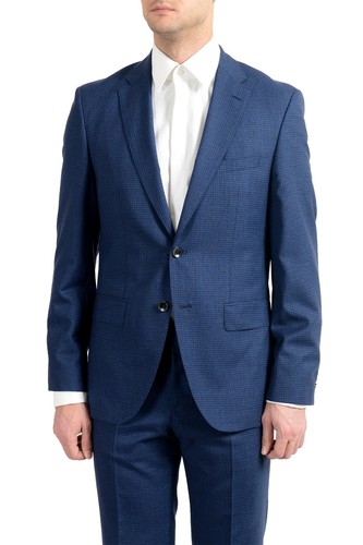 Pre-owned Hugo Boss "johnstons5/lenon1" Men's 100% Wool Blue Two Button Suit