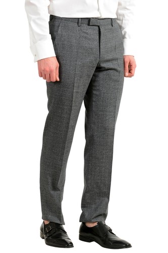 Pre-owned Hugo Boss Men's "johnstons5/lenon1" Regular Fit Gray 100% Wool Two Button Suit