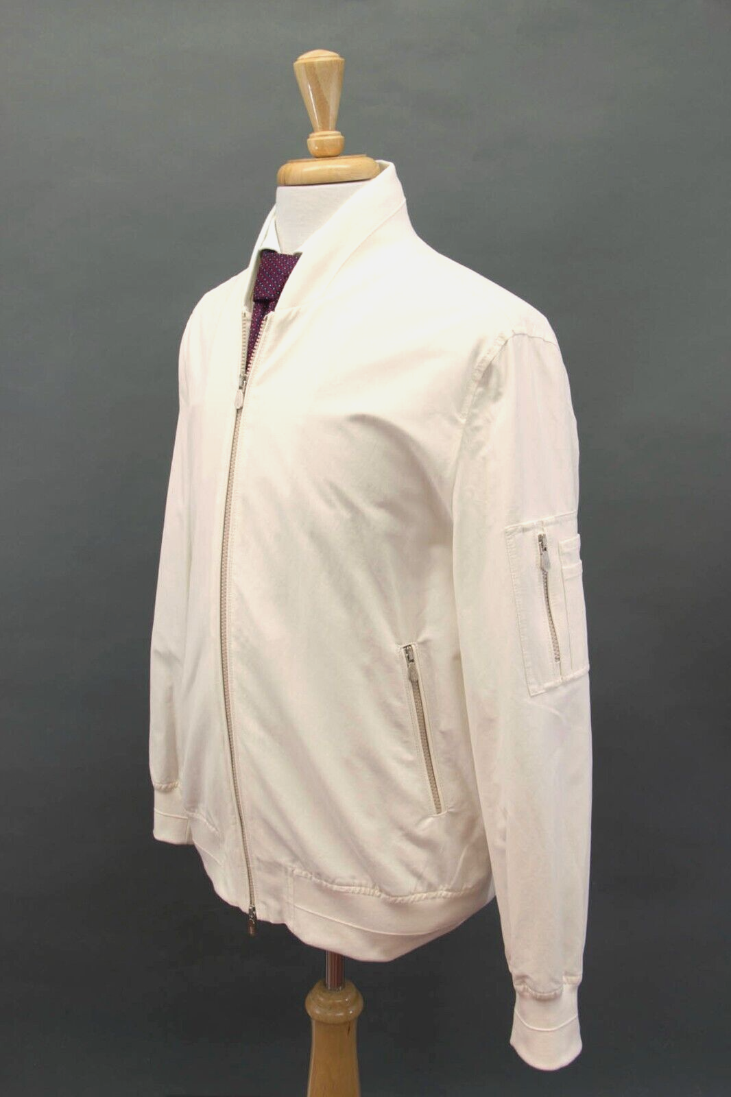 Pre-owned Brunello Cucinelli Nwt$3495  Men Water Resistant Bomber Jacket Size 50/ 40us A242 In White