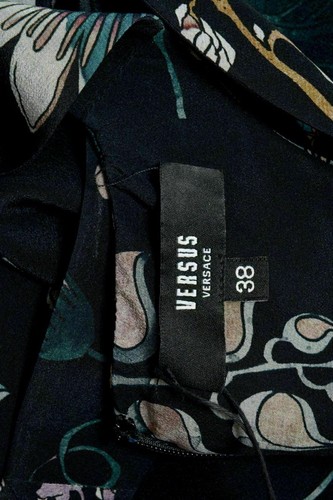 Pre-owned Versace Versus Women's 100% Silk Floral Print Open Back Maxi Dress Us 2 It 38 In Multicolor