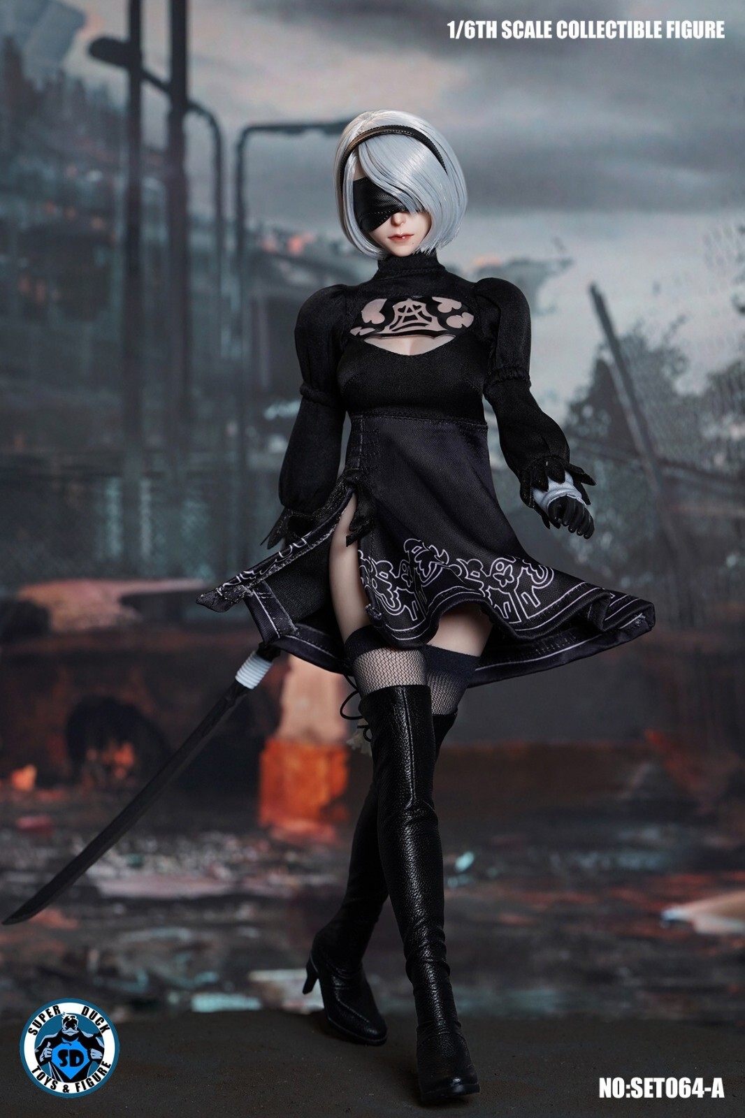 ニーア　2B (SUPER DUCK 1/6 SET064A)と素体とおまけ SUPER DUCK SET064A 1/6 Robot 2B Head & Clothes Set Fit 12