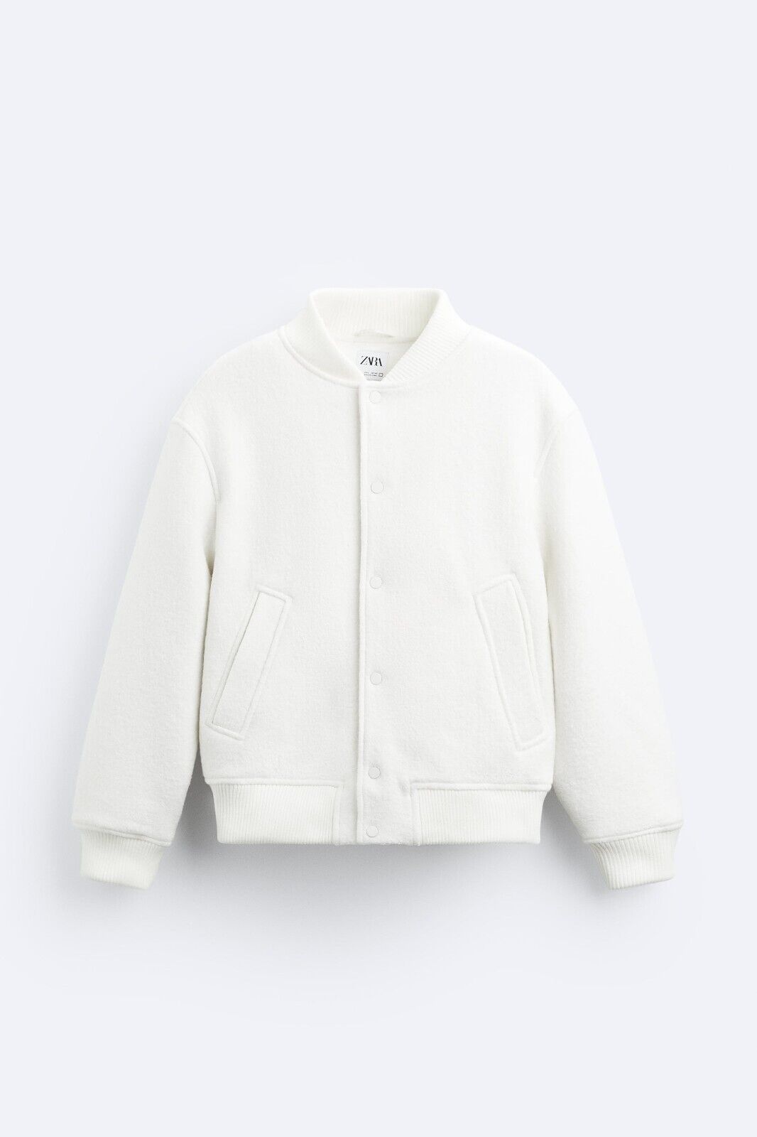 New Zara Boucle Wool Blend Bomber Jacket White S XL 6318/550 New Zara Boucle Wool Blend Bomber Jacket White S XL 6318/550