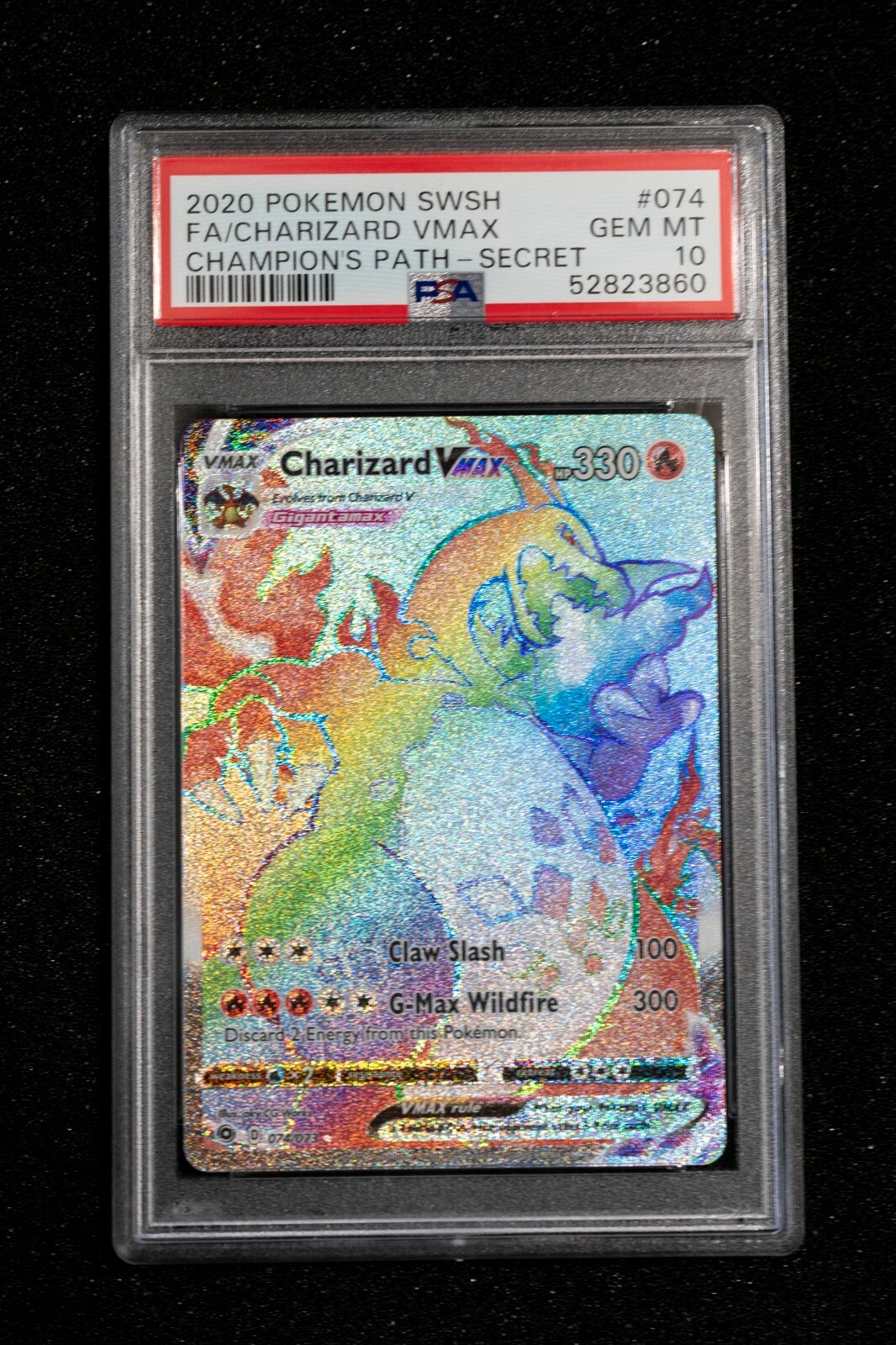 Rainbow Charizard VMAX #074 PSA 10 Champion's Path Secret Rainbow Charizard VMAX #074 PSA 10 Champion's Path Secret