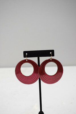 Earrings Red Brass Round Earrings