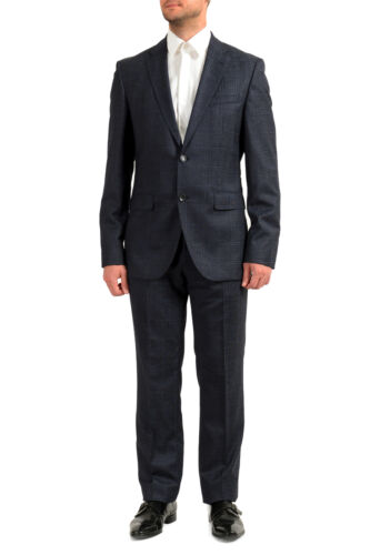 Pre-owned Hugo Boss Men's "jackson/lenon2" Regular Fit Plaid 100% Wool Two Button Suit In Gray