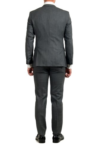 Pre-owned Hugo Boss "hutson5/gander3" Men's 100% Wool Slim Two Button Suit In Gray