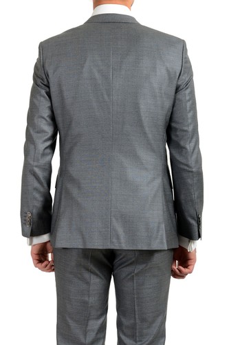 Pre-owned Hugo Boss "hutson5/gander3" Men's Wool Silk Slim Gray Two Button Suit