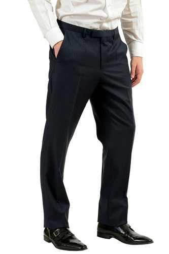 Pre-owned Hugo Boss "the James4/sharp6" Men's 100% Wool Blue Two Button Suit Us 40l It 50l